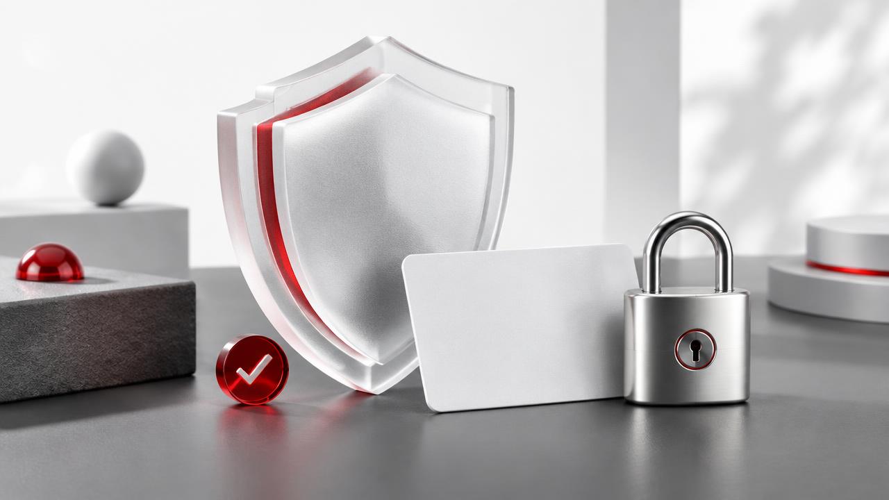 AccountBase digital trust artwork with a privacy shield and lock